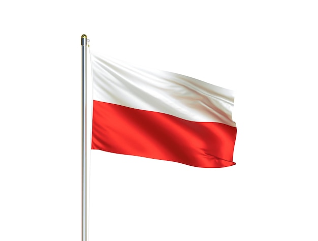 Polska Flaga Narodowa Macha Na Białym Tle Polska Flaga Ilustracja 3d