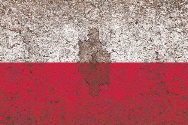 Polska flaga narodowa namalowana na starej, zardzewiałej blasze żelaznej