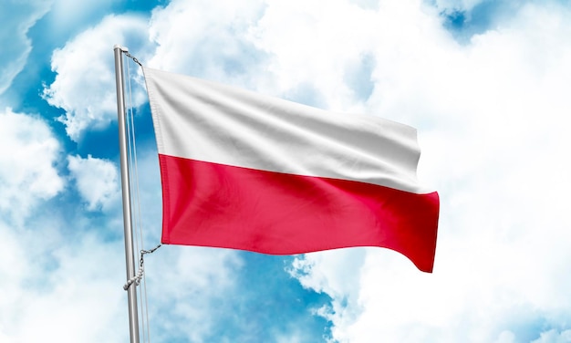 Zdjęcie polska flaga wysp macha na tle nieba renderowanie 3d