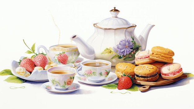 Południowa herbata ilustracja kreskówkowa generatywny ai czajnik