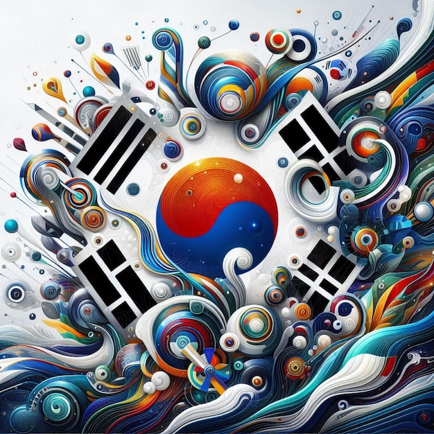 Południowokoreańska flaga na cześć trwałego symbolu dziedzictwa kulturowego Korei