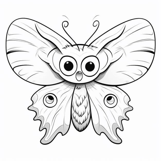 Zdjęcie polyphemus moth uroczy urok płaska kolorowanka kawaii linia sztuki