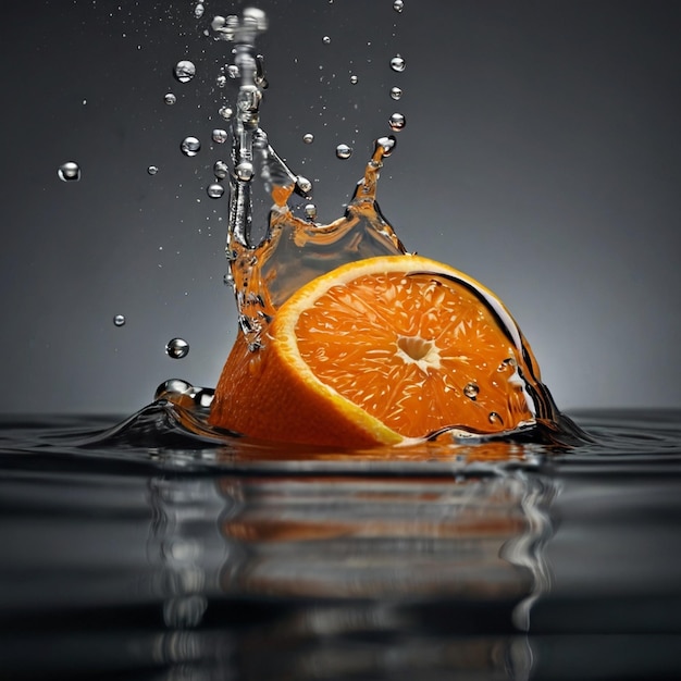 pomarańcz tonący w zbiorniku wody szybka profesjonalna fotografia