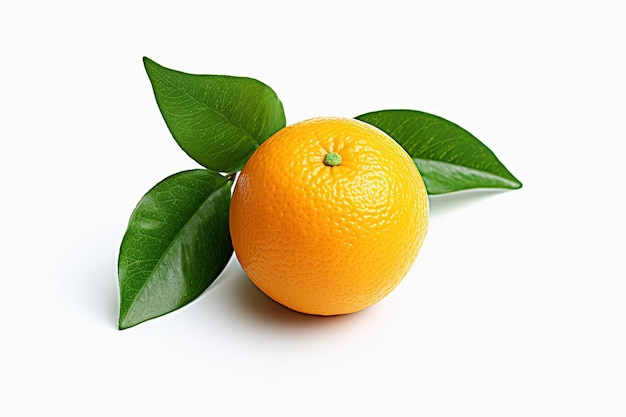 pomarańcza z liściem na białym tle