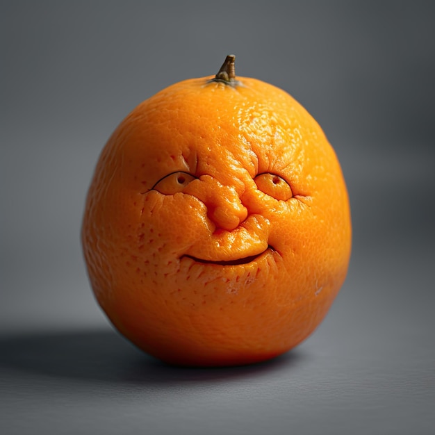 Pomarańcza z twarzą z napisem „twarz”.