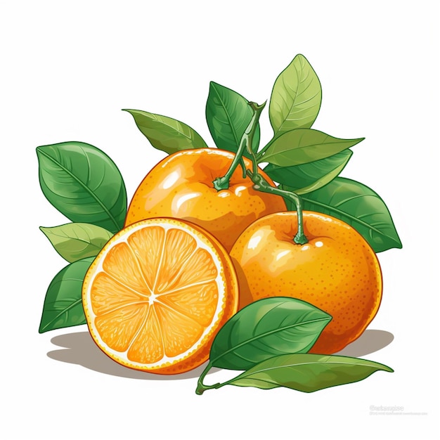 Pomarańcze 2d wektor ilustracja kreskówka na białym tle