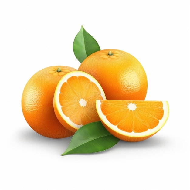 Pomarańcze na białym tle Świeże owoce Koncepcja zdrowej żywności