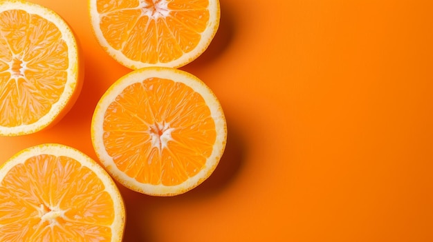 Pomarańcze na pół na pomarańczowym tle