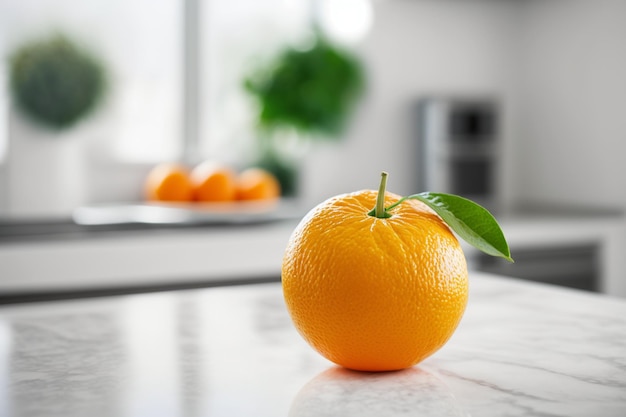 Pomarańcze Owoców W Blacie Tekstury Na Niewyraźne Tle Kuchni