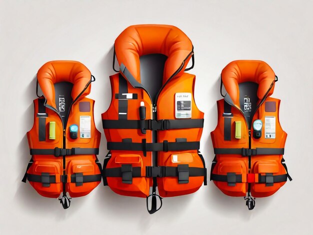 Zdjęcie pomarańczowe kamizelki ratunkowe, które są do ratowania życia