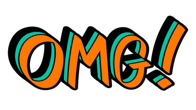 Pomarańczowy i zielony graffiti OMG element projektowania typografii