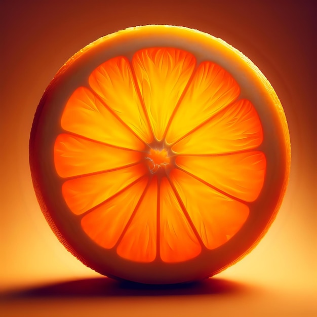 Zdjęcie pomarańczowy kawałek symbolizujący witaminę c je wycięty kawałek na pomarańczowym tle