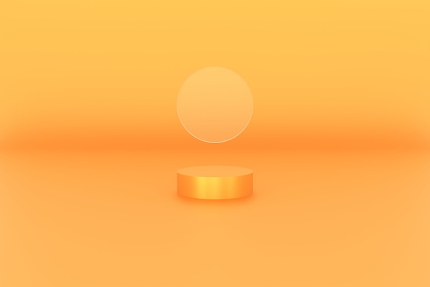 Pomarańczowy kolor platformy 3d dla sceny tła produktu lub podium z ilustracją 3d szklanego koła