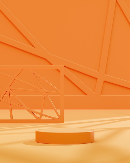 Pomarańczowy nowoczesny geometryczny podium do renderowania 3d lokowania produktu