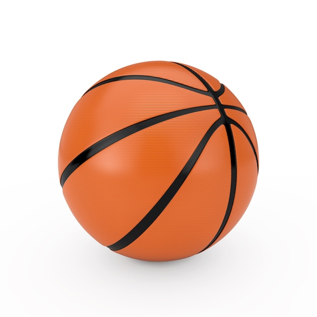 Zdjęcie pomarańczowy piłka do koszykówki na białym tle. renderowanie 3d