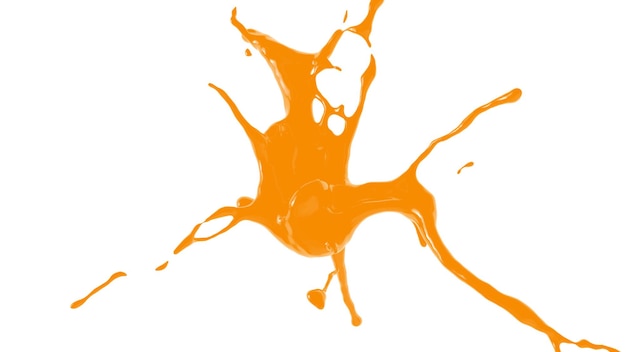 Pomarańczowy płynny atrament powitalny na białym tle renderowania 3d