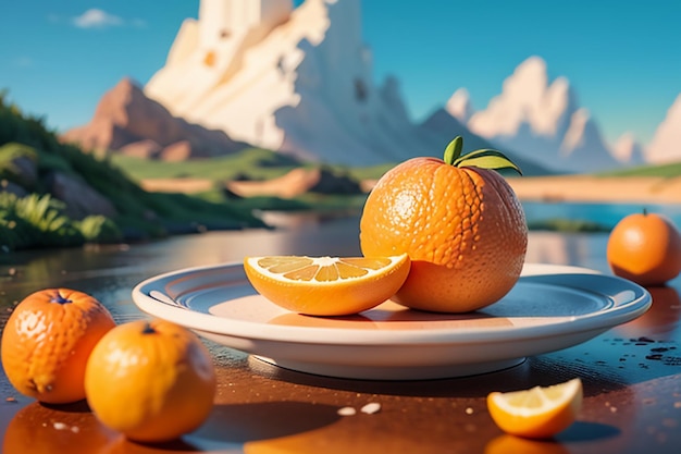 Pomarańczowy pyszny suplement owocowy witamina C odżywianie zdrowie tapeta ilustracja tła
