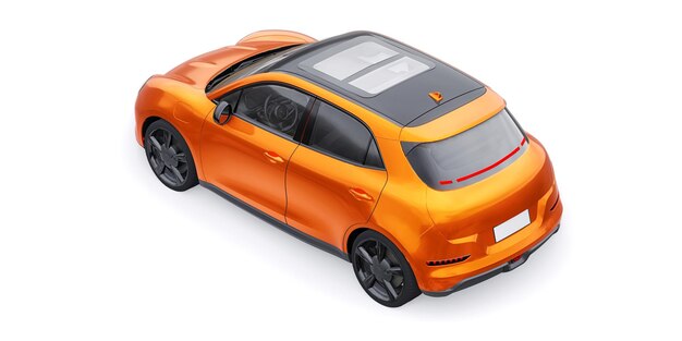 Pomarańczowy śliczny mały elektryczny samochód hatchback ilustracja 3D