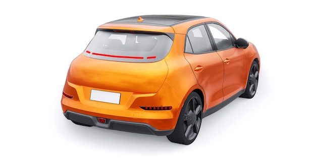Pomarańczowy śliczny mały elektryczny samochód hatchback ilustracja 3D