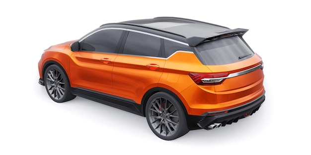 Pomarańczowy sportowy samochód kompaktowy SUV 3d ilustracja render