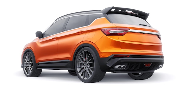 Pomarańczowy sportowy samochód kompaktowy SUV 3d ilustracja render