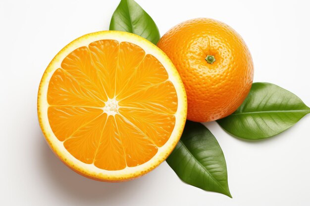 Pomarańczowy z kawałkami izolowanymi na białym tle