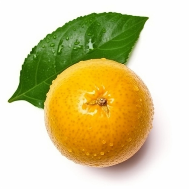 Pomarańczowy z zielonym liściem na białym tle