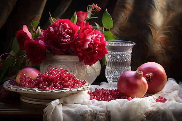 Pomegranate Pleasure Elegant White Setting Najlepsza fotografia pomegranatowa