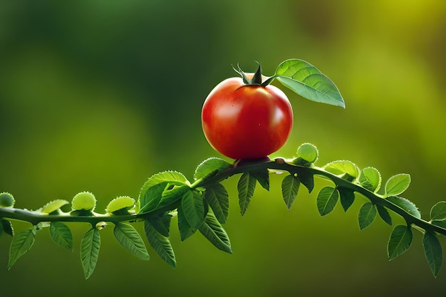 Pomidor na roślinie z zielonymi liśćmi