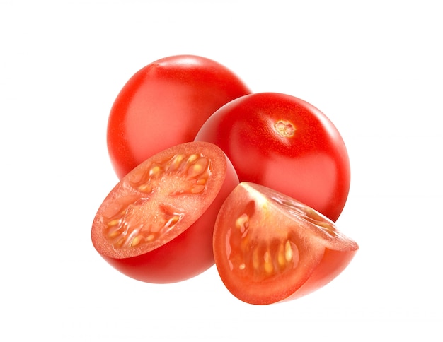 Pomidory czereśniowe na białym tle