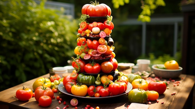 Pomidory dojrzałe czerwone świeżo zebrane warzywa organiczne do zdrowego gotowania Generative Ai.
