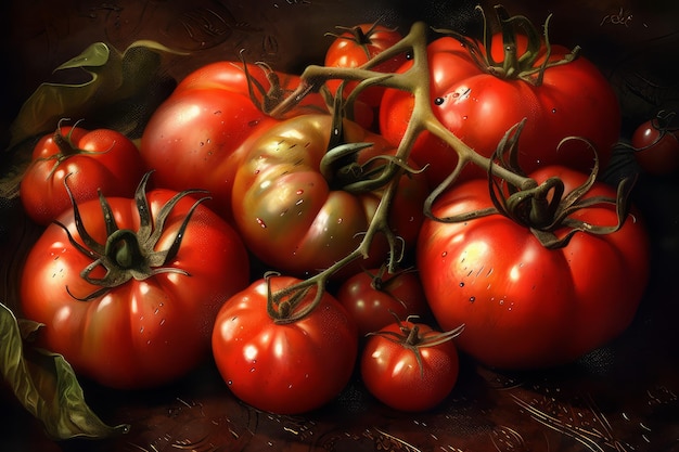 Pomidory ilustracji Dieta warzyw organicznych Generowanie Ai