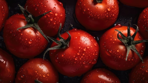 Pomidory leżące na stosie jeden na drugim Tekstura pomidora Selektywne fokus