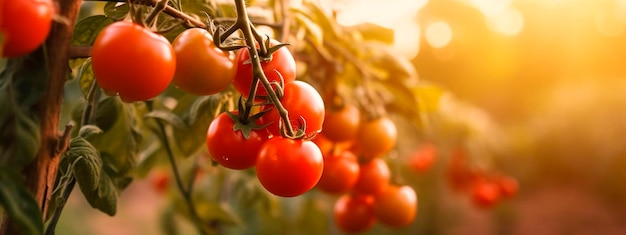 Pomidory rosnące w ogrodzie żniwnym Generative Ai