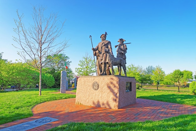 Pomnik szkockich imigrantów w Penn Landing w Filadelfii, Pensylwania, USA.