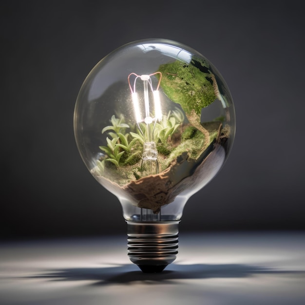 Pomysł ekologiczny nowy świat w lampie generatywnej ai