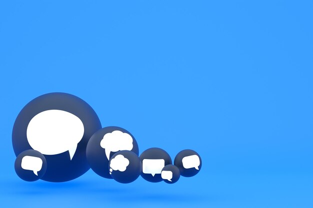 Pomysł Komentarz Lub Myśl Reakcje Emoji Renderowania 3d, Symbol Balonu W Mediach Społecznościowych Z Tłem Wzoru Ikony Komentarza