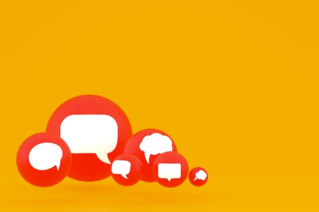 Pomysł Komentarz Lub Pomyśl Reakcje Renderowania 3d Emoji, Symbol Balonu Mediów Społecznościowych Z Tłem Ikony Komentarza