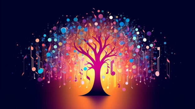 Pomysł muzyczny temat eco notatki drzewo izolowany plakat Ai Generative