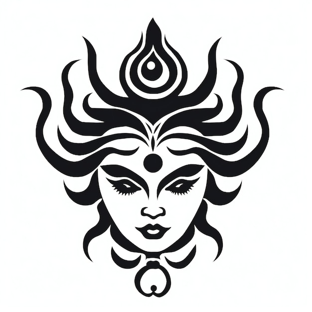 Ponadczasowa czarno-biała grafika wektorowa Durgi Maa