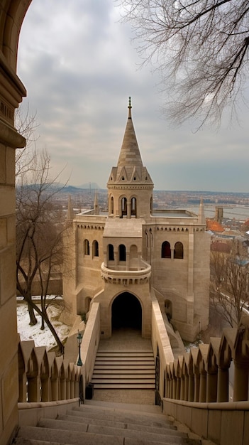 Poniżej zamek z widokiem na miasto