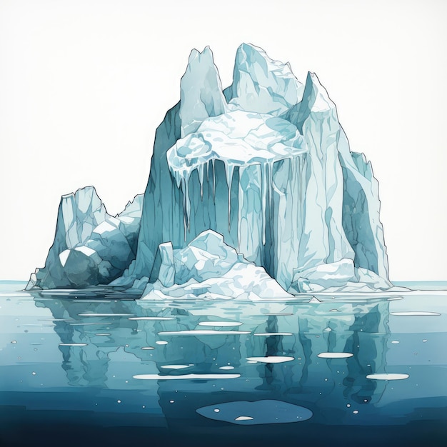 Ponura ilustracja topniejących gór lodowych