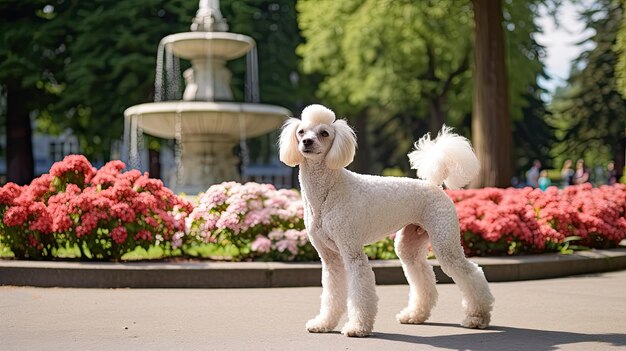 Poodle w miejskim parku