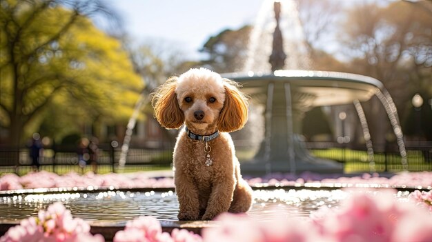 Zdjęcie poodle w miejskim parku