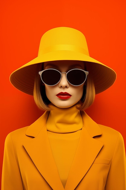 Zdjęcie pop portret kolorowy model w okularach przeciwsłonecznych