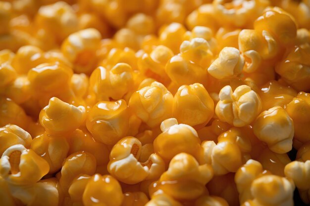 Zdjęcie popcorn background closeup popcorn texture food background close up popped corn gotowy do powlekania cukierków ai generated