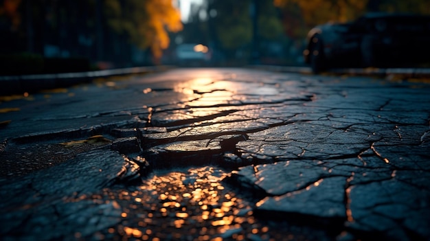 Popękany asfalt Generacyjna sztuczna inteligencja