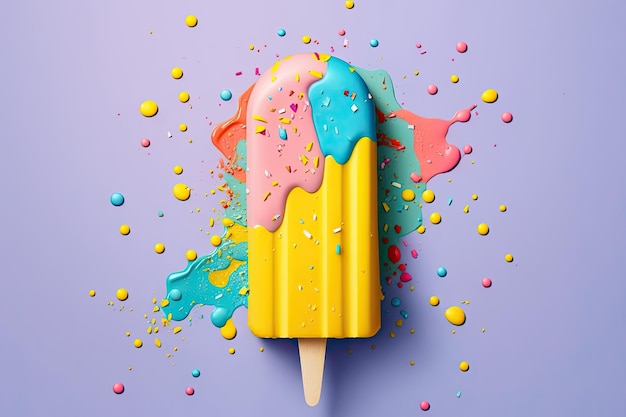 Popsicle w jaskrawych kolorach na żywym tle Generative AI