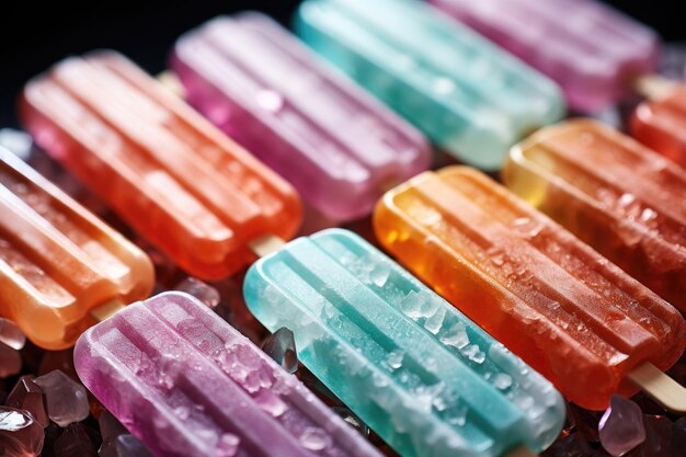 Zdjęcie popsicles na letnie drinki to gotowy produkt do profesjonalnej fotografii reklamowej żywności