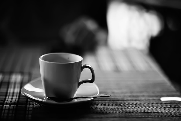 poranna kawa filiżanka / koncepcja śniadania radość szczęście napój w filiżance